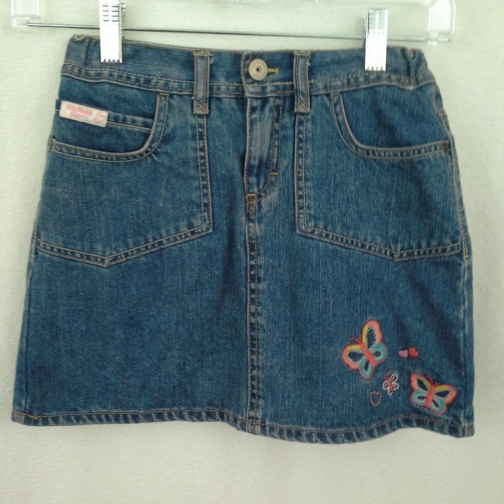 Oshkosh girls skort skirt shorts Size 12 Jeans skirt denim Pockets Butterflies
